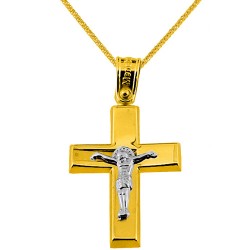 Χρυσός βαπτιστικός σταυρός Κ14 με αλυσίδα